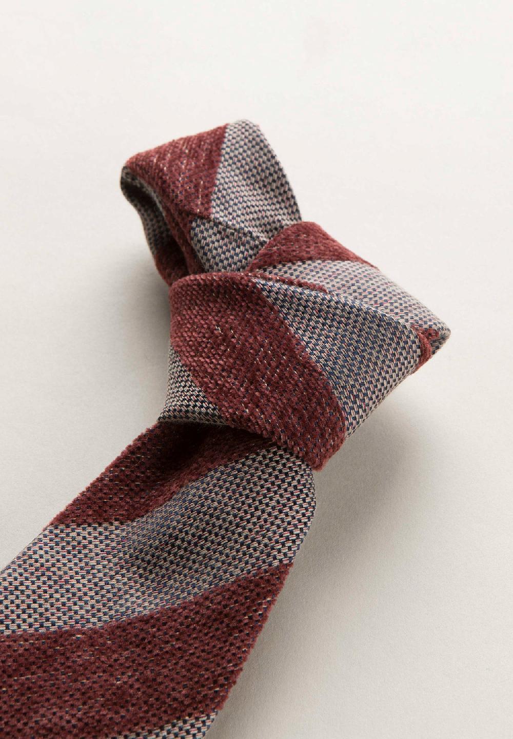 Angelico Cravatta Bordeaux Grigio Regimental Effetto Lana