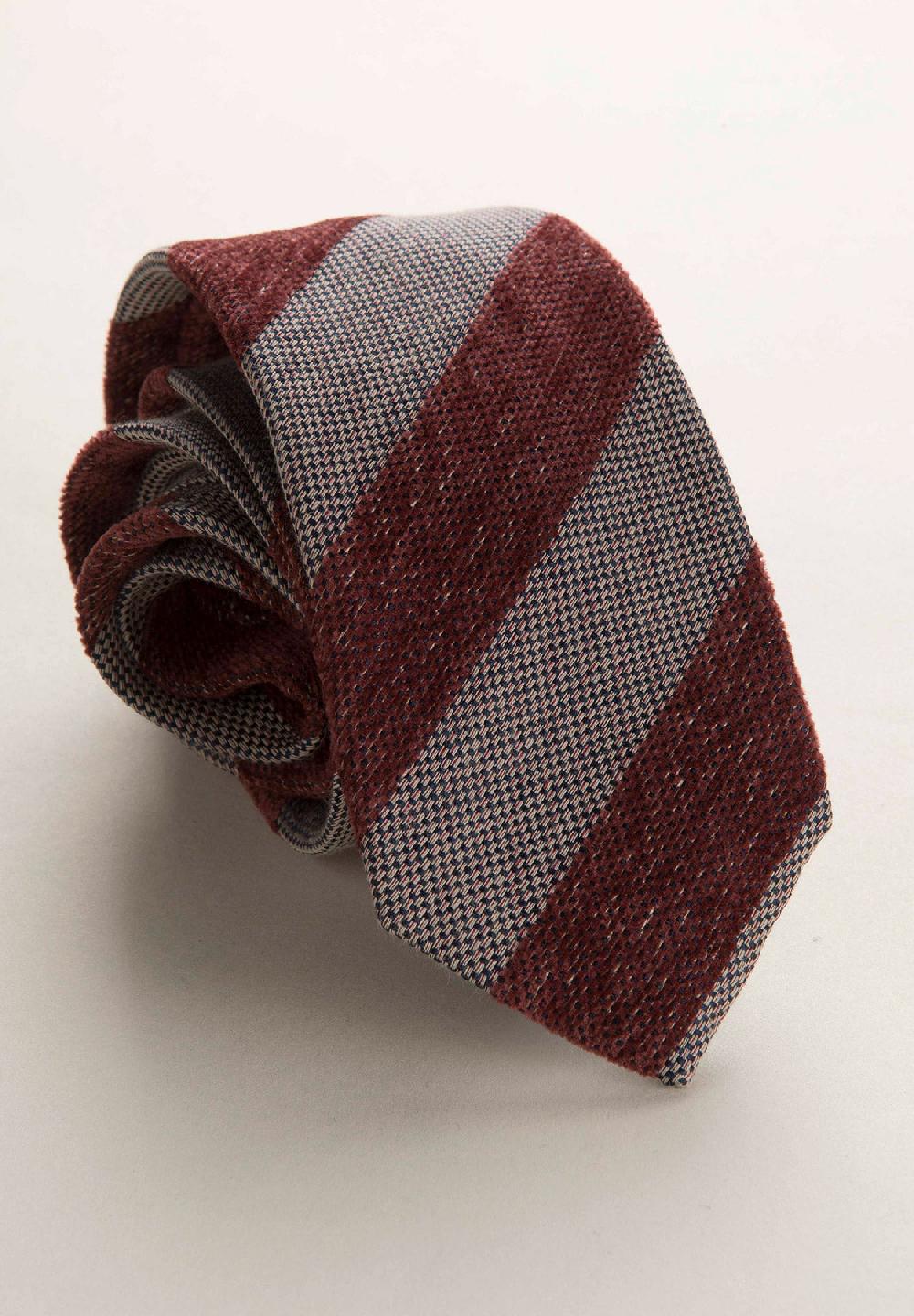 Angelico Cravatta bordeaux grigio regimental effetto lana