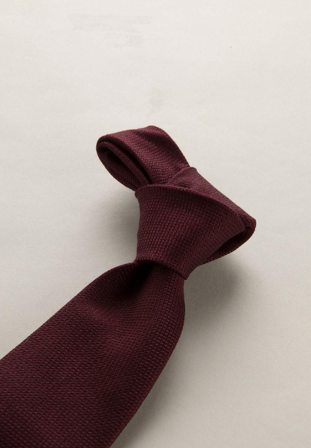 Angelico Cravatta Bordeaux Microarmatura Seta Cotone