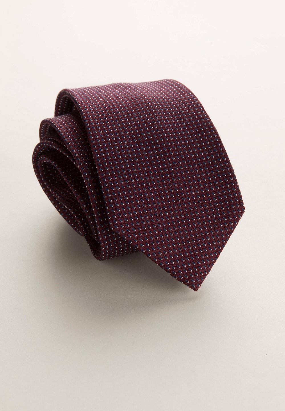 Angelico Cravatta bordeaux microdisegno seta cotone