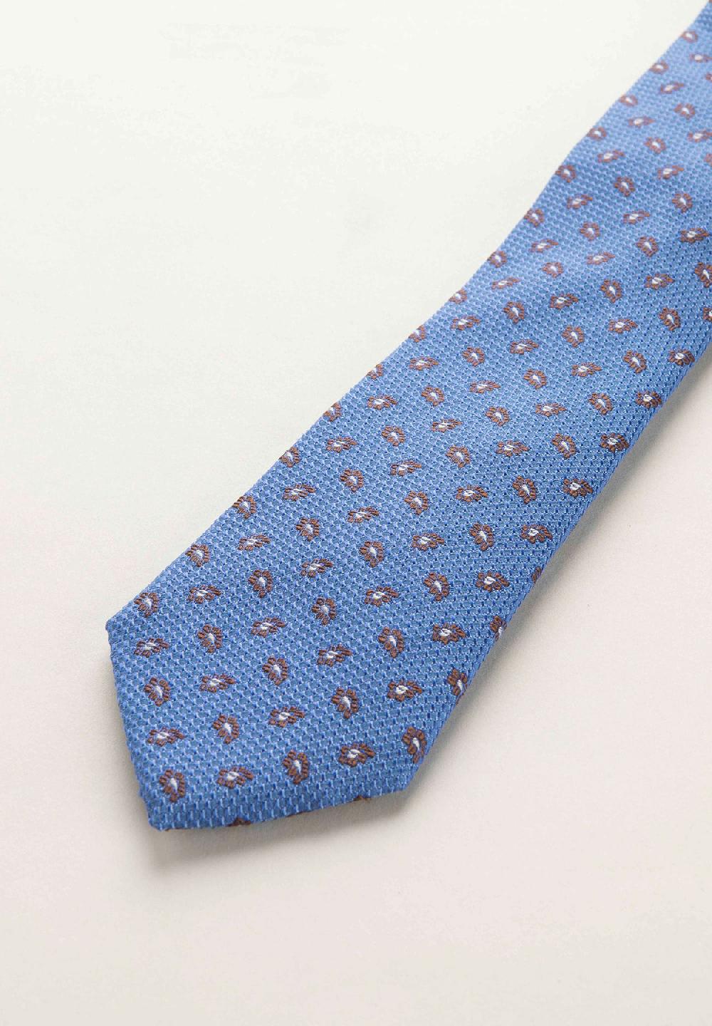 Angelico Cravatta Celeste Microdisegno Fiorato Seta Cotone