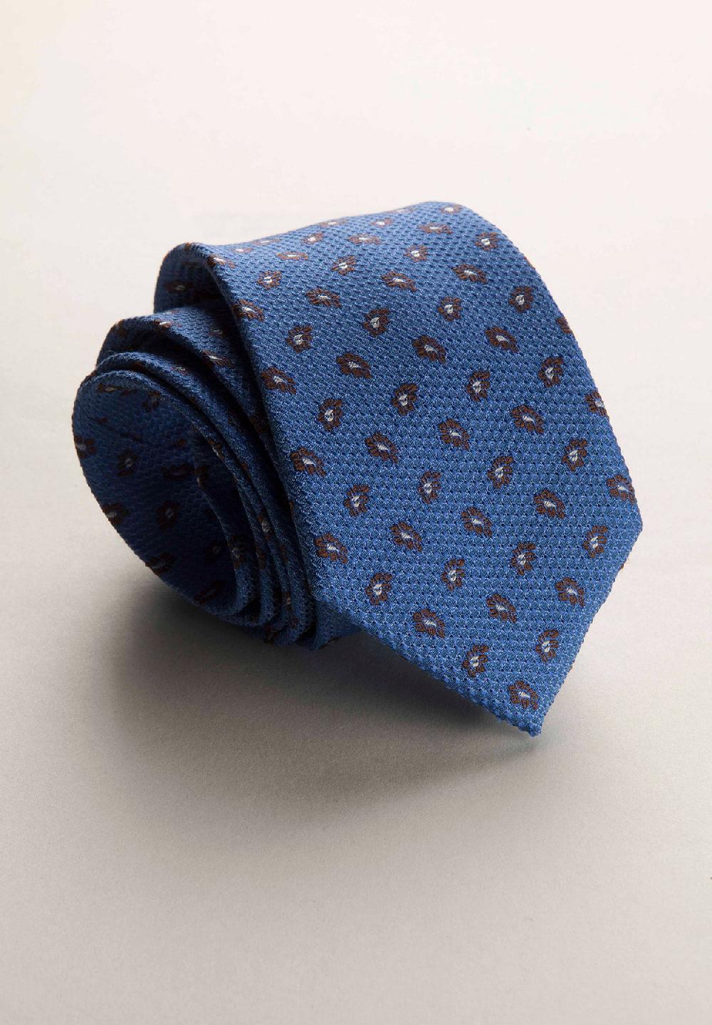 Angelico Cravatta celeste microdisegno fiorato seta cotone