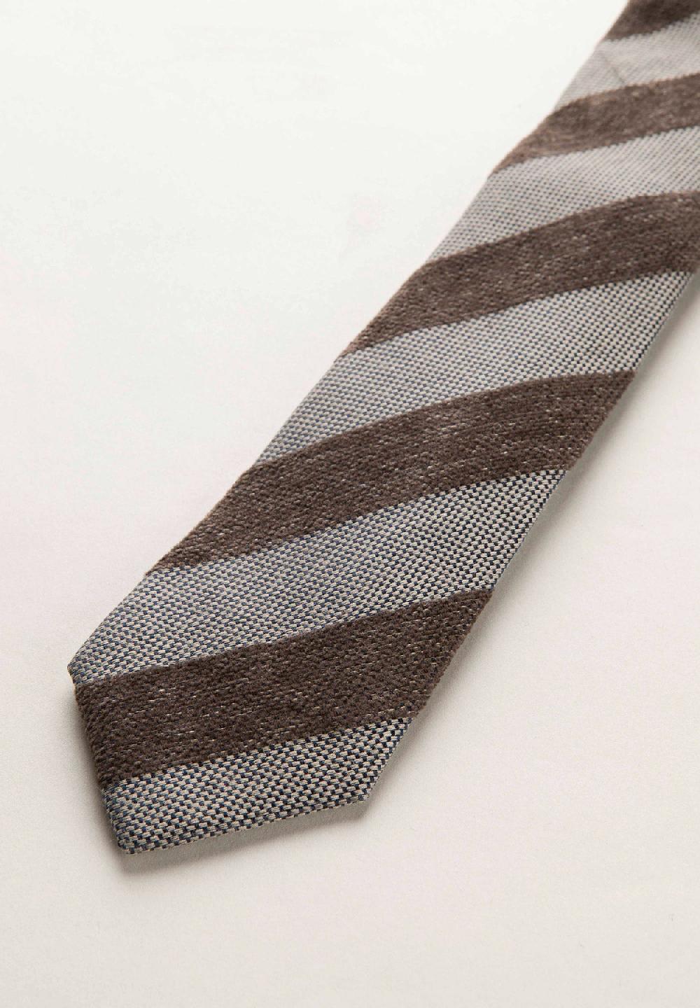 Angelico Cravatta Marrone Grigio Regimental Effetto Lana