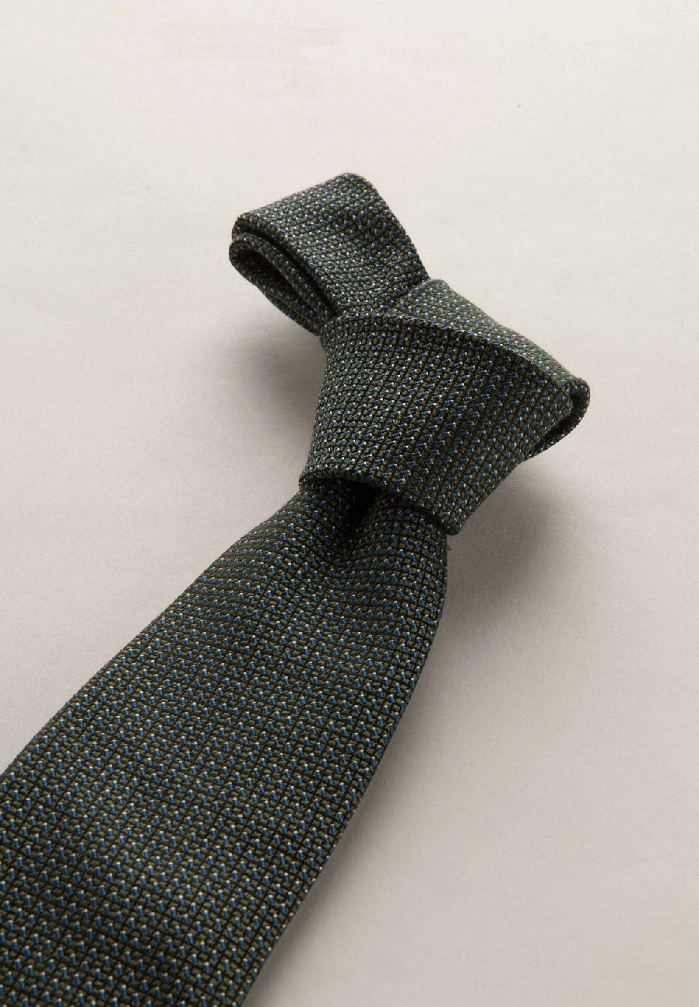 Angelico Cravatta Verde Scuro Microdisegno Seta Cotone