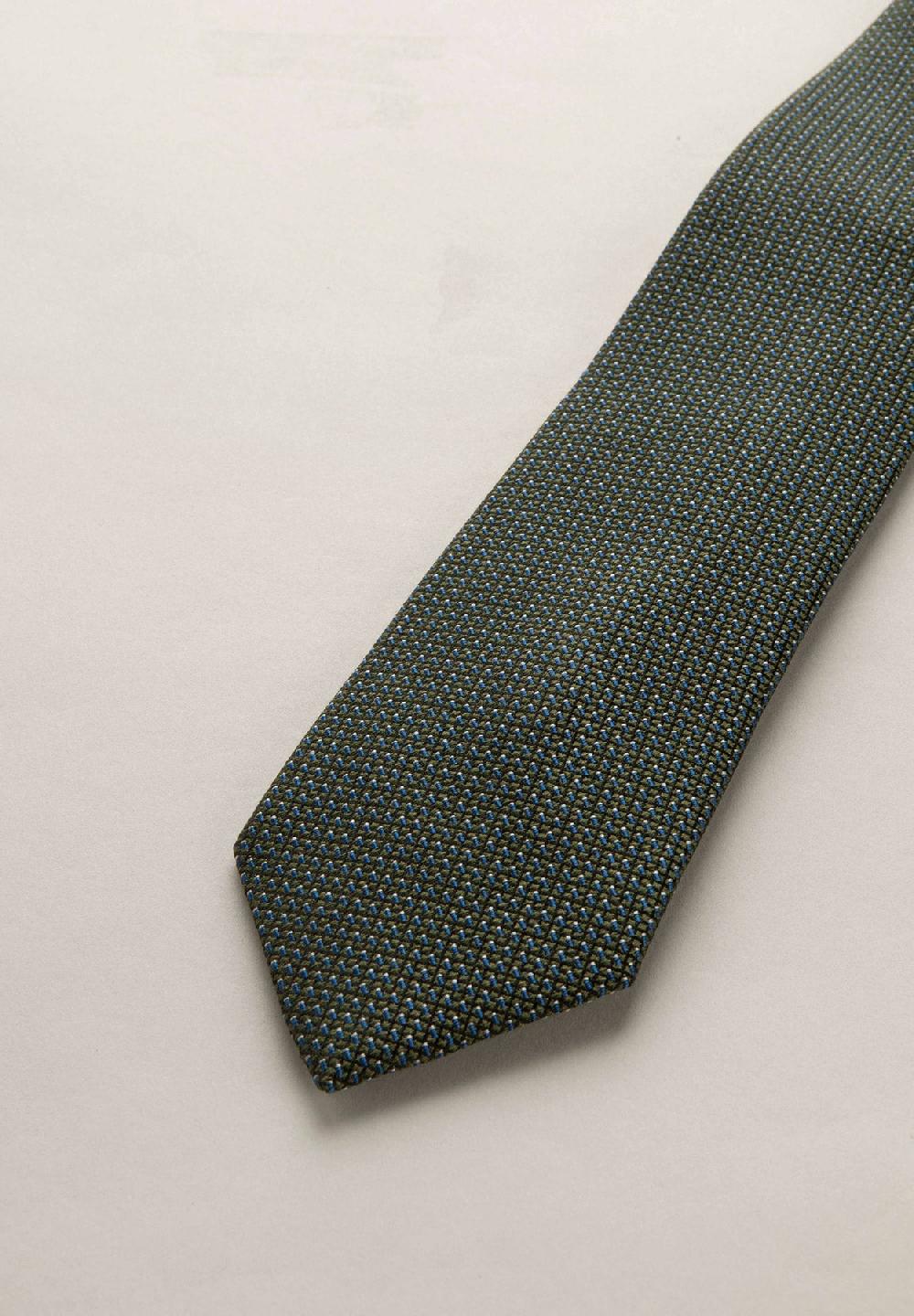 Angelico Cravatta Verde Scuro Microdisegno Seta Cotone