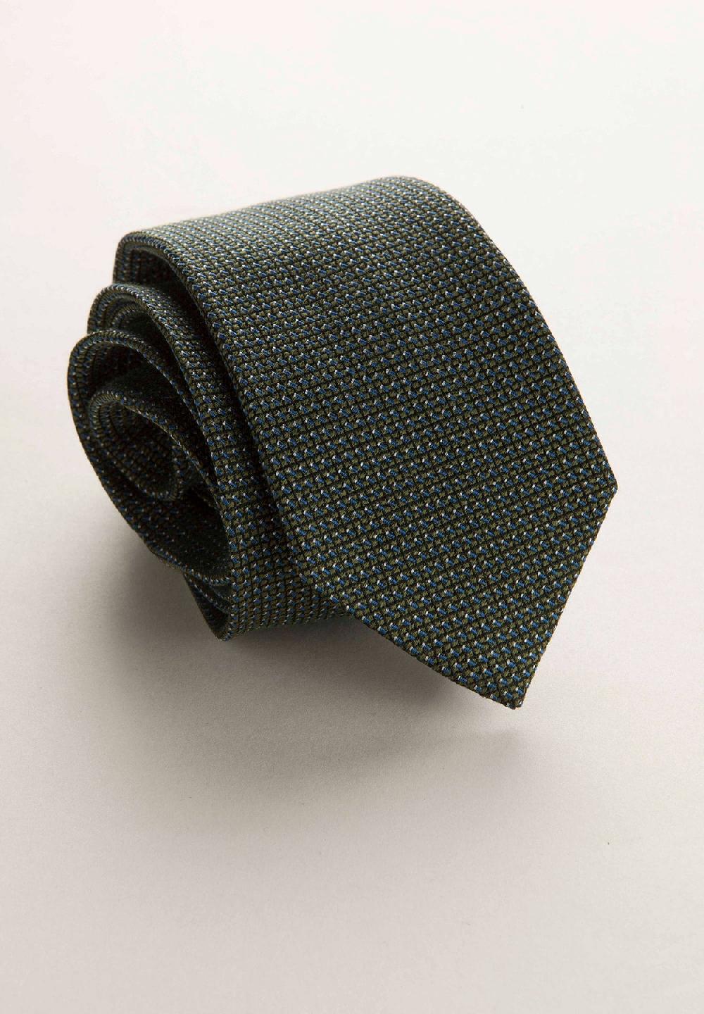 Angelico Cravatta verde scuro microdisegno seta cotone