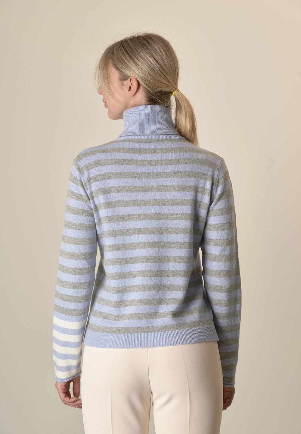 Angelico Dolcevita Azzurro Grigio Righe Misto Cashmere