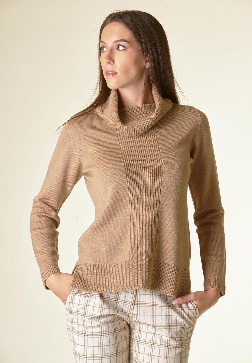 Angelico Dolcevita cammello motivo costa Lana-Gatto