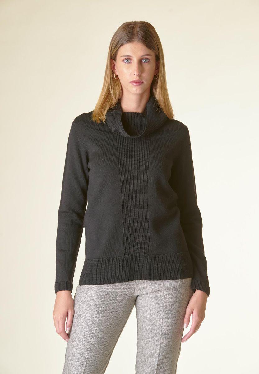 Angelico Dolcevita nero motivo centrale costa Lana-Gatto