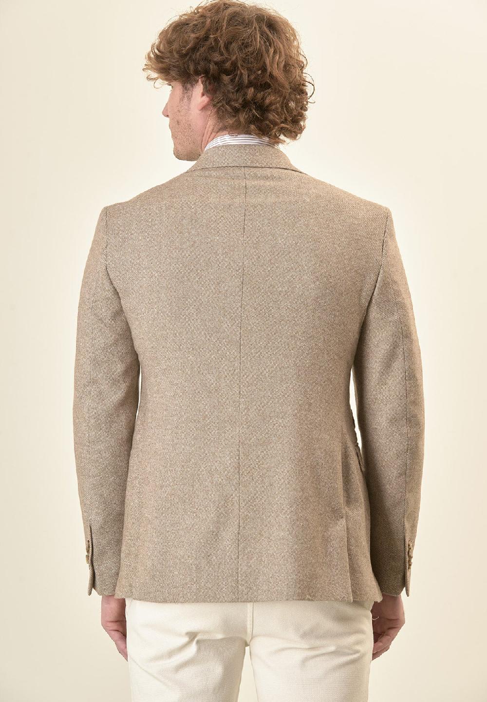 Angelico Giacca Beige Knickerbocker Misto Lana Custom Fit