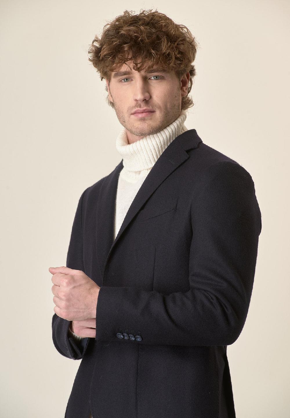 Angelico Giacca Blu Con Pettorina Lana Vergine Custom Fit