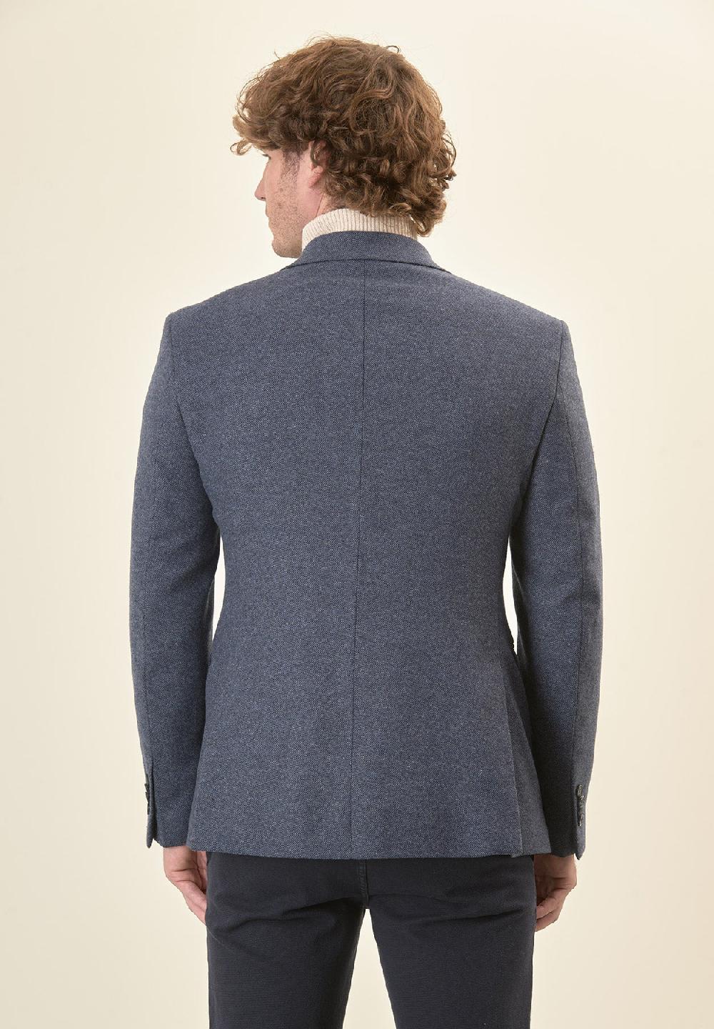 Angelico Giacca Blu Knickerbocker Misto Lana Custom Fit