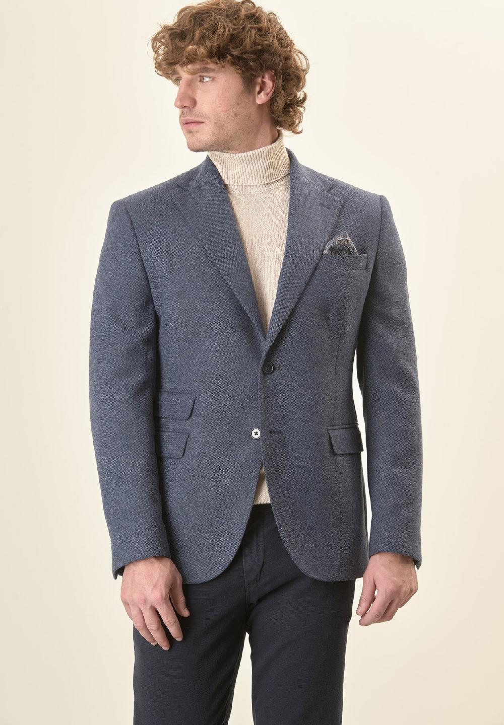 Angelico Giacca blu knickerbocker misto lana custom fit