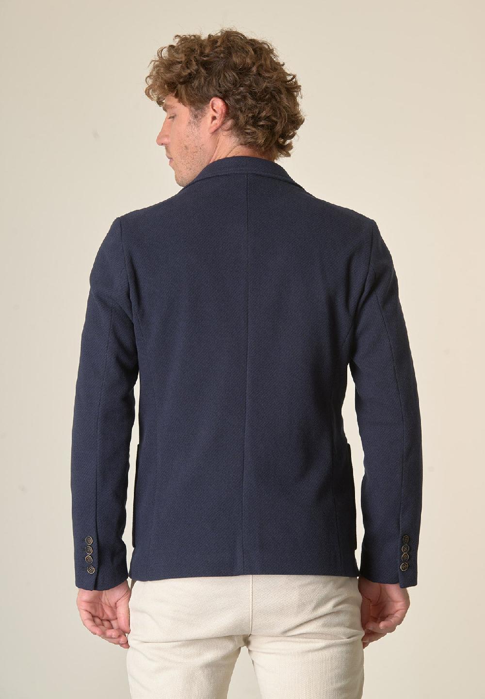 Angelico Giacca Blu Melange Con Pettorina Custom Fit