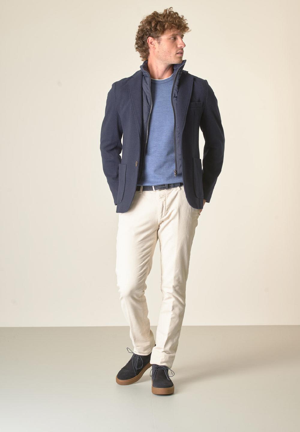 Angelico Giacca blu melange con pettorina custom fit