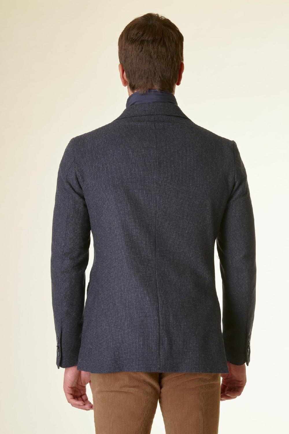 Angelico Giacca Blu Melange Lana-cashmere Pettorina Custom