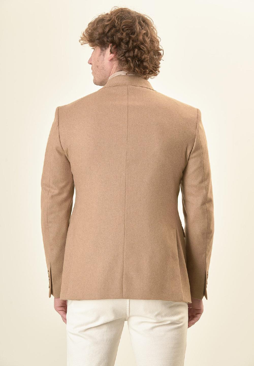 Angelico Giacca Cammello Pettorina Misto Lana Custom Fit