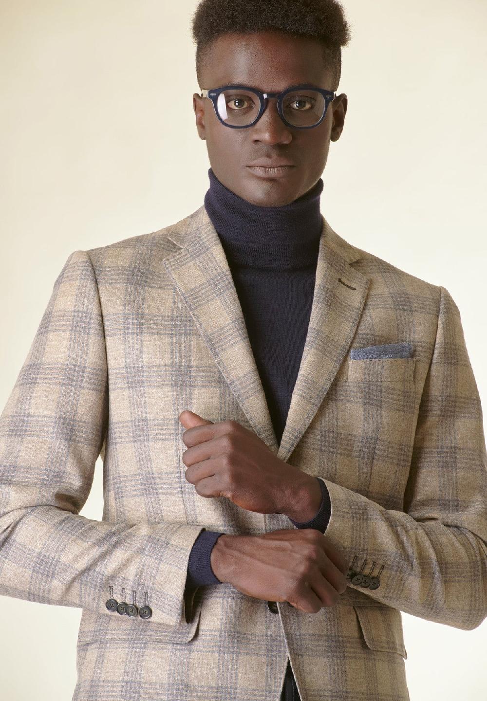 Angelico Giacca Galles naturale-grigio lana-cashmere Custom