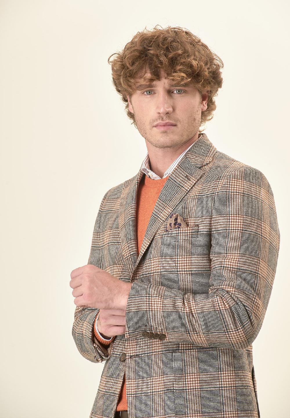 Angelico Giacca Grigia Galles Misto Lana Decostruita Custom Fit