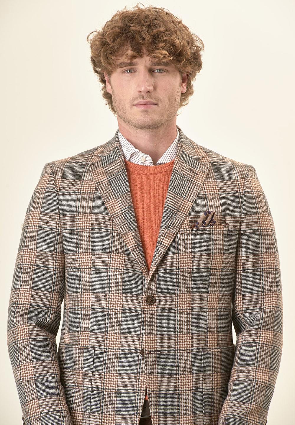 Angelico Giacca Grigia Galles Misto Lana Decostruita Custom Fit