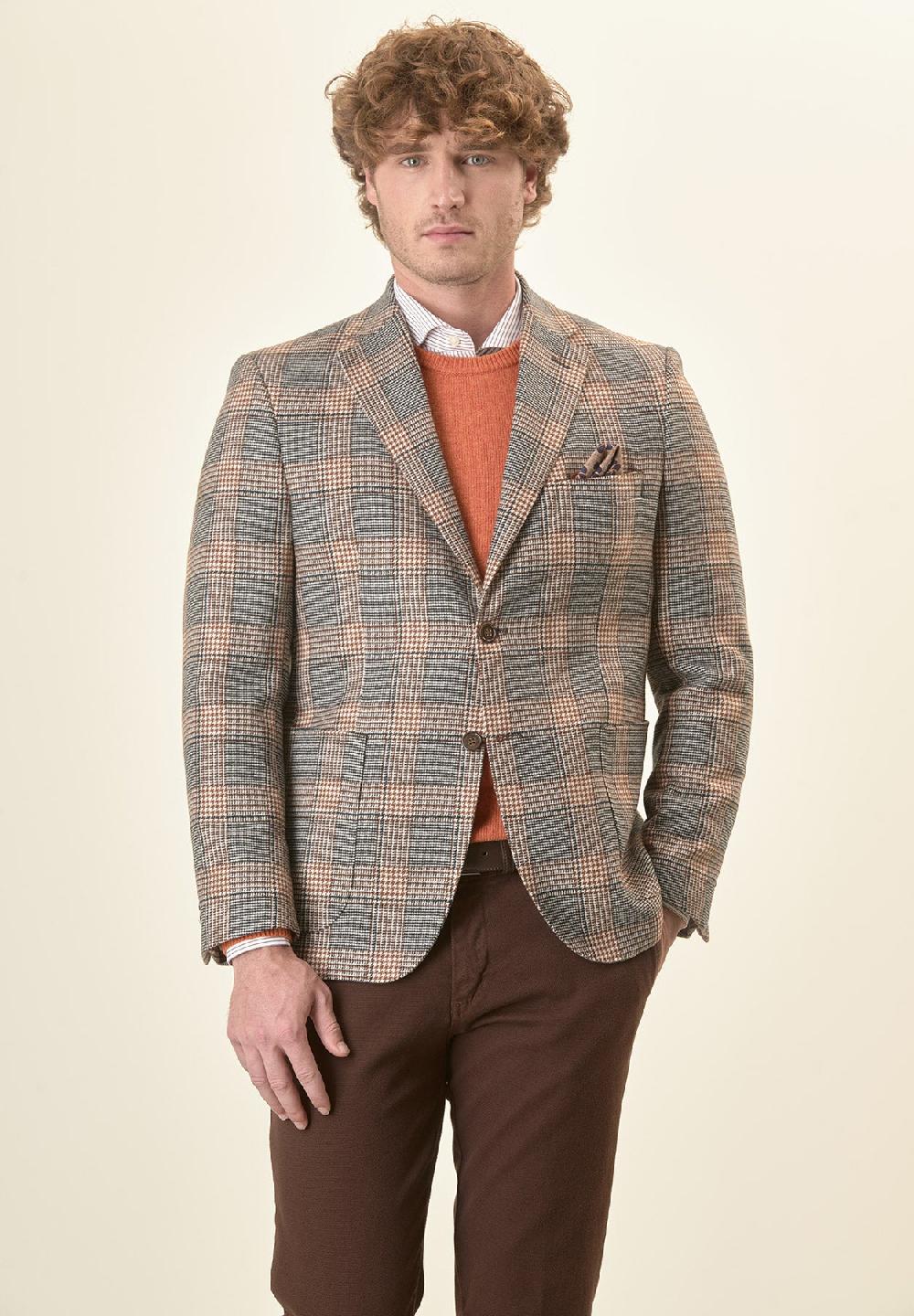 Angelico Giacca grigia Galles misto lana decostruita custom fit