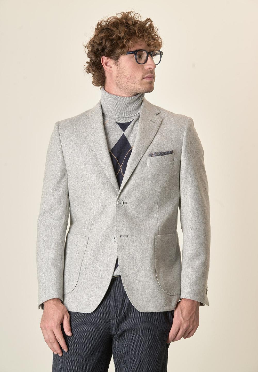 Angelico Giacca grigio chiaro misto lana decostruita custom fit