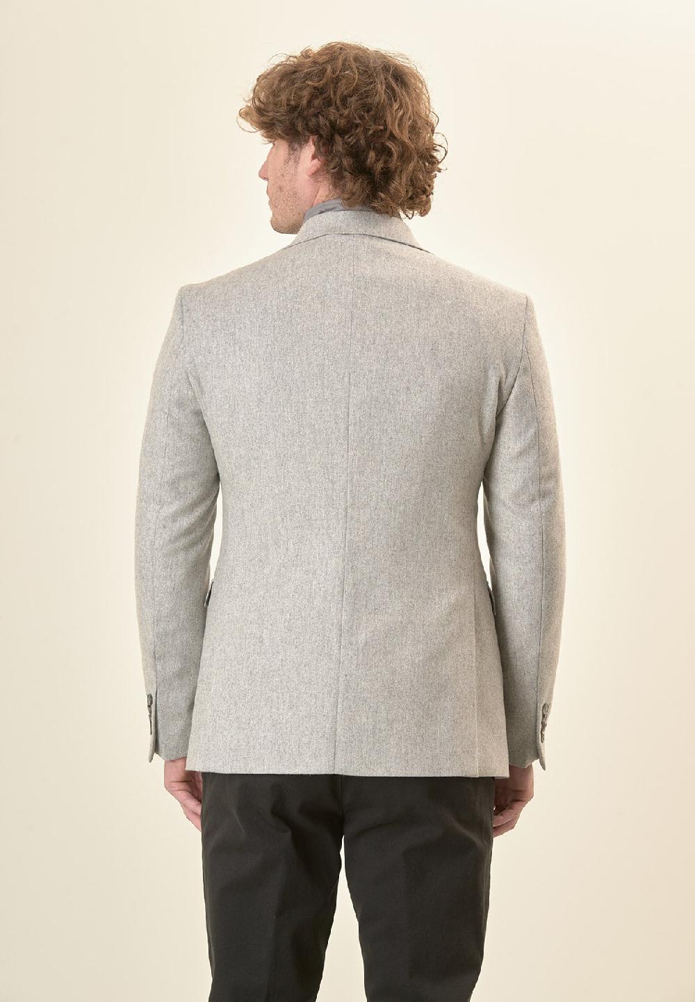 Angelico Giacca Grigio Chiaro Pettorina Misto Lana Custom Fit
