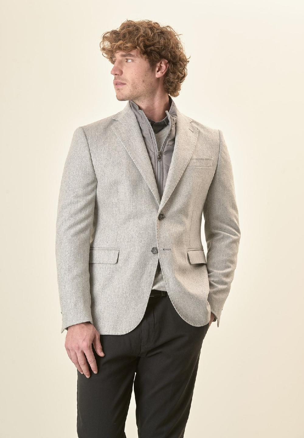 Angelico Giacca grigio chiaro pettorina misto lana custom fit