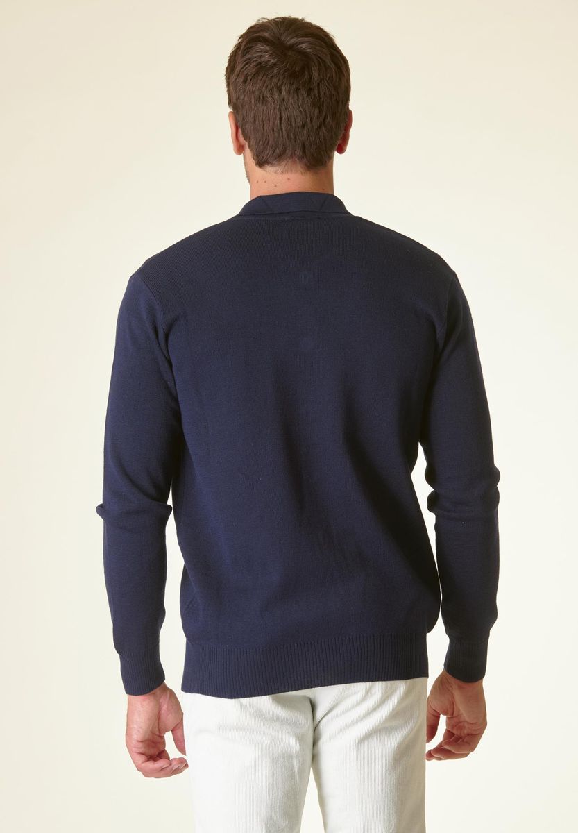 Angelico Giacca In Maglia Blu Con Taschini Misto Lana