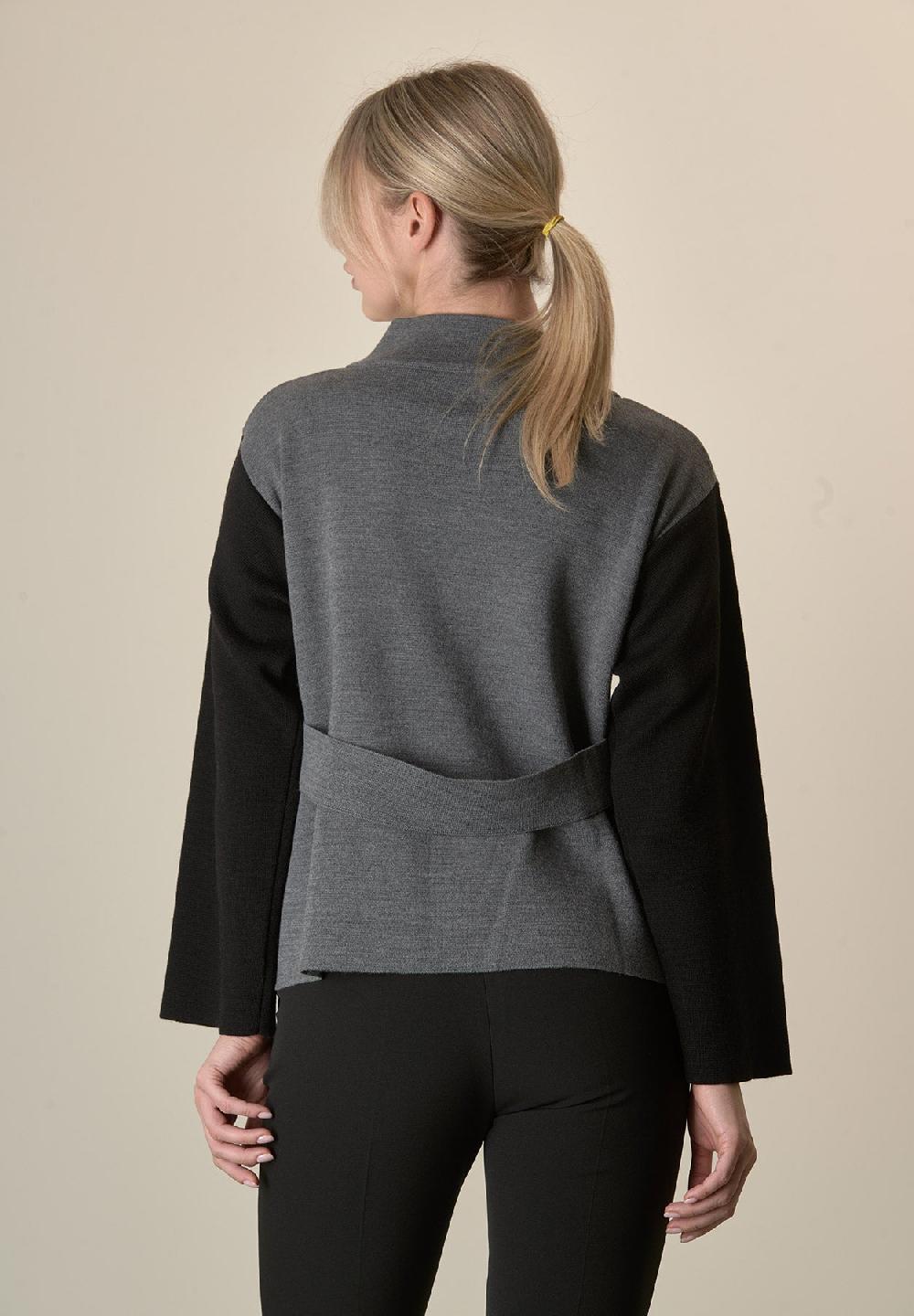 Angelico Giacca In Maglia Grigio Nero Collo Coreano