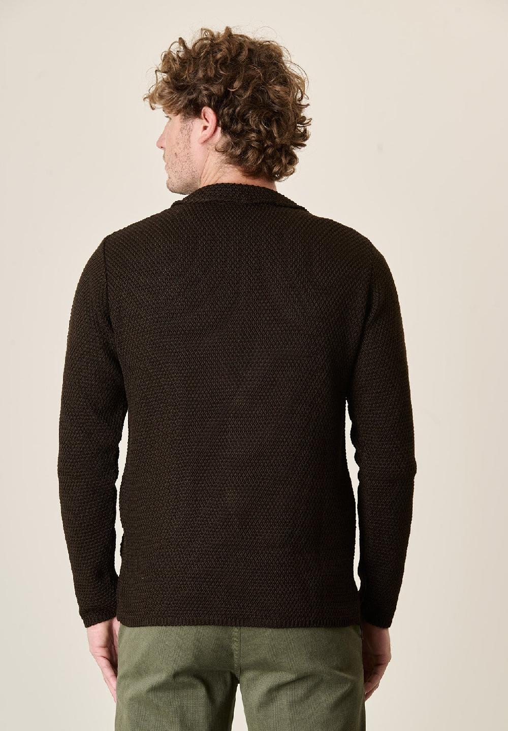 Angelico Giacca Maglia Moro Misto Lana Grana Di Riso