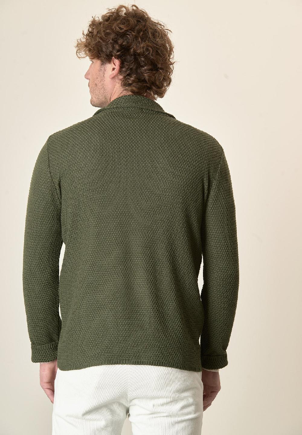 Angelico Giacca Maglia Verde Misto Lana Grana Di Riso