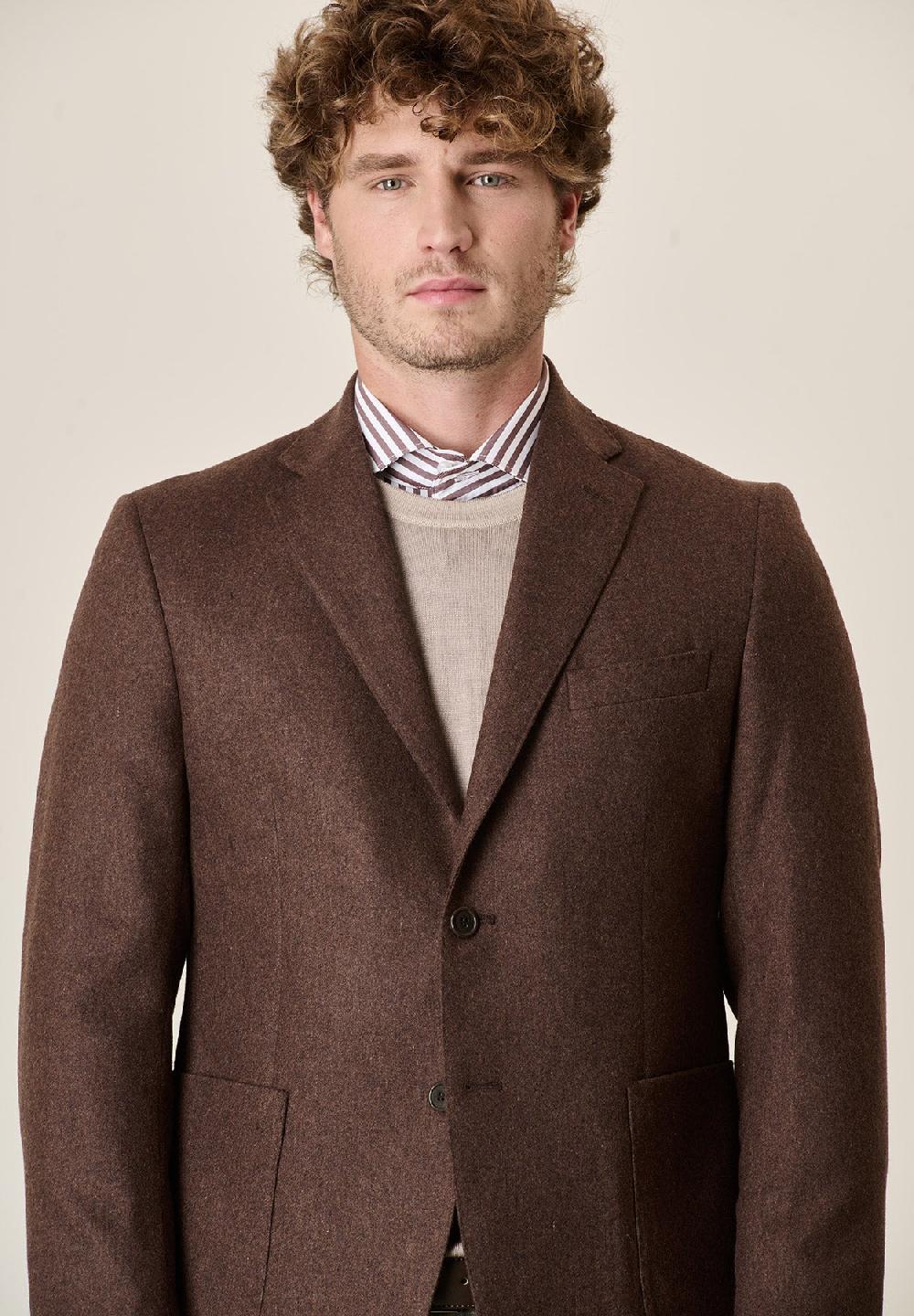 Angelico Giacca Marrone Misto Lana Decostruita Custom Fit