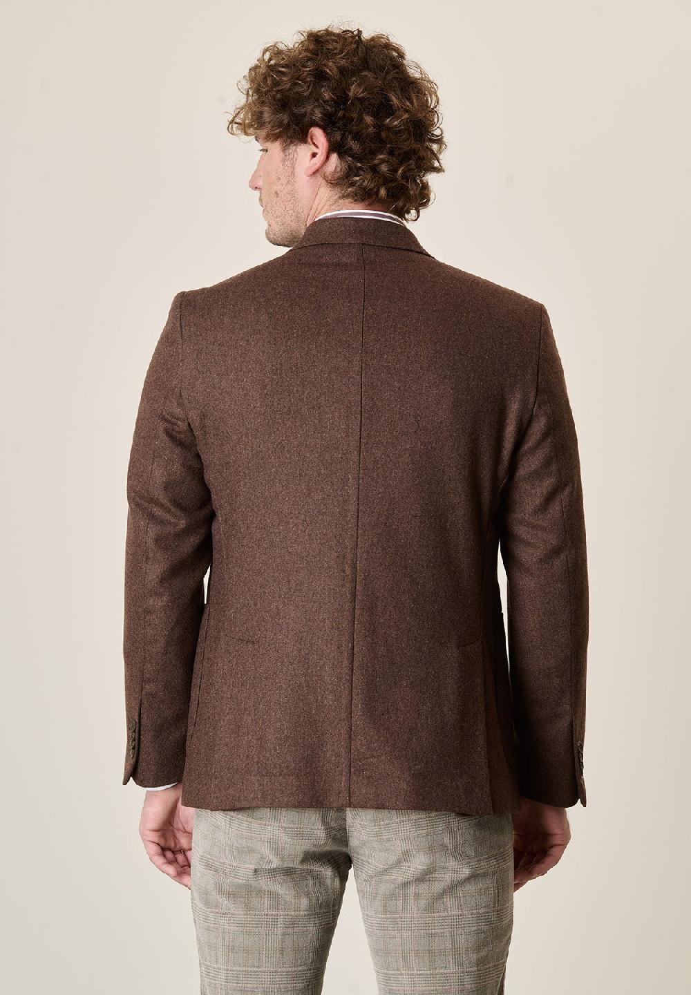 Angelico Giacca Marrone Misto Lana Decostruita Custom Fit