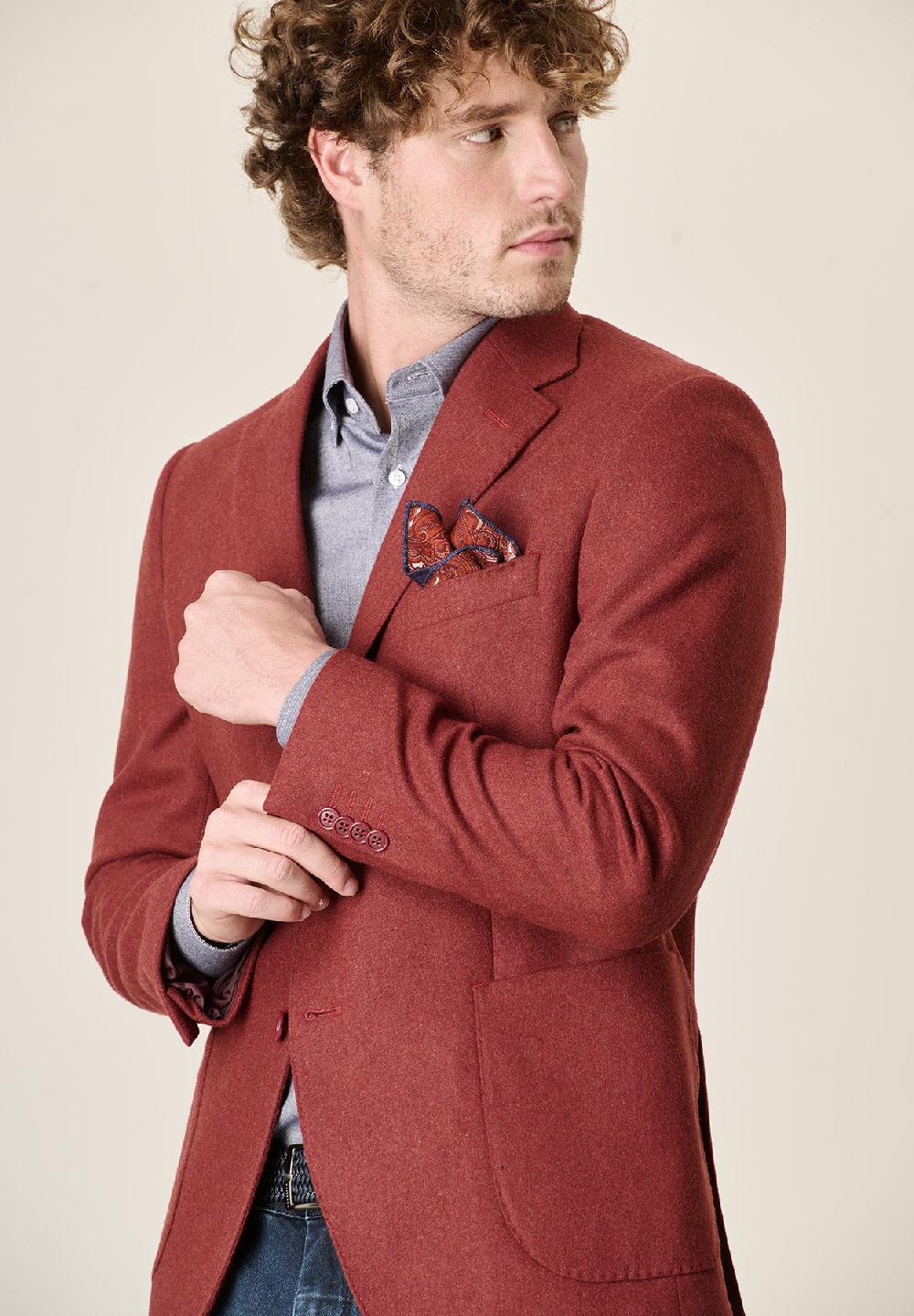 Angelico Giacca Mattone Misto Lana Decostruita Custom Fit