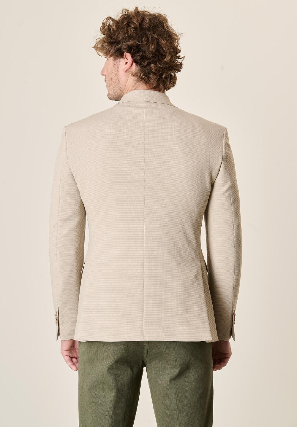 Angelico Giacca Sabbia Jersey Armaturato Custom Fit