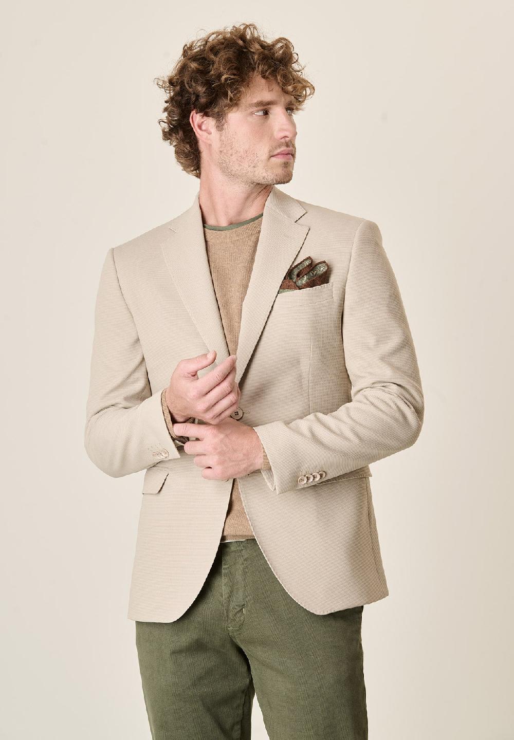 Angelico Giacca sabbia jersey armaturato custom fit