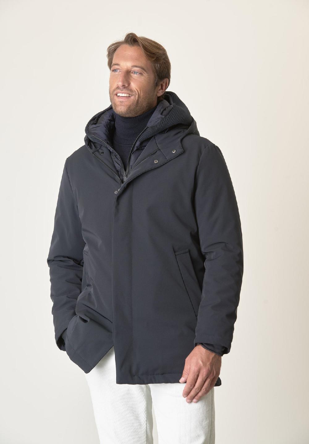 Angelico Giaccone Blu Cappuccio E Pettorina Staccabili