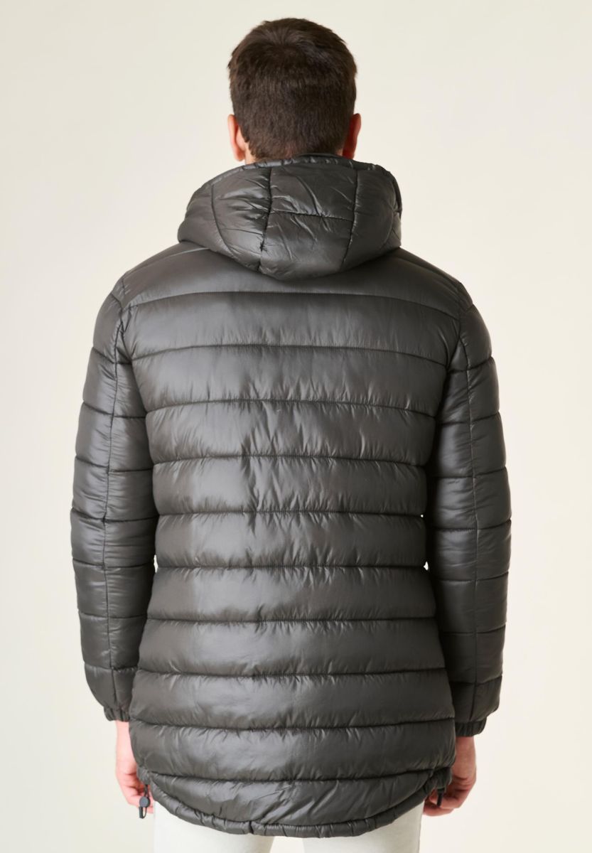 Angelico Giaccone Fango Lungo Trapuntato Cappuccio Anorak