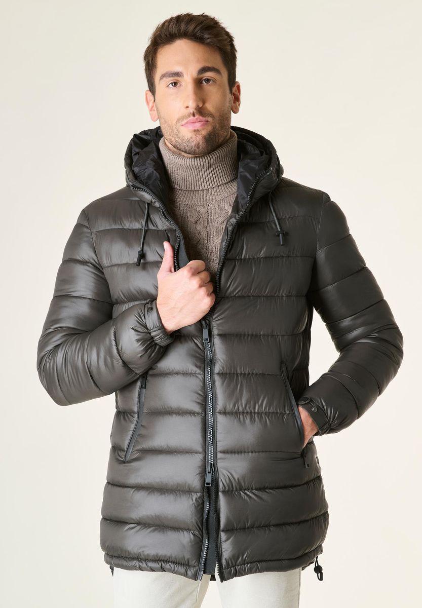 Angelico Giaccone fango lungo trapuntato cappuccio anorak