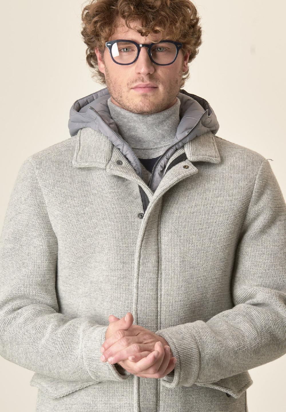 Angelico Giaccone Perla Misto Lana Doppiata Cappuccio Removibile