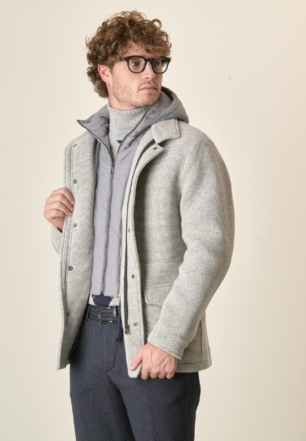 Angelico Giaccone Perla Misto Lana Doppiata Cappuccio Removibile