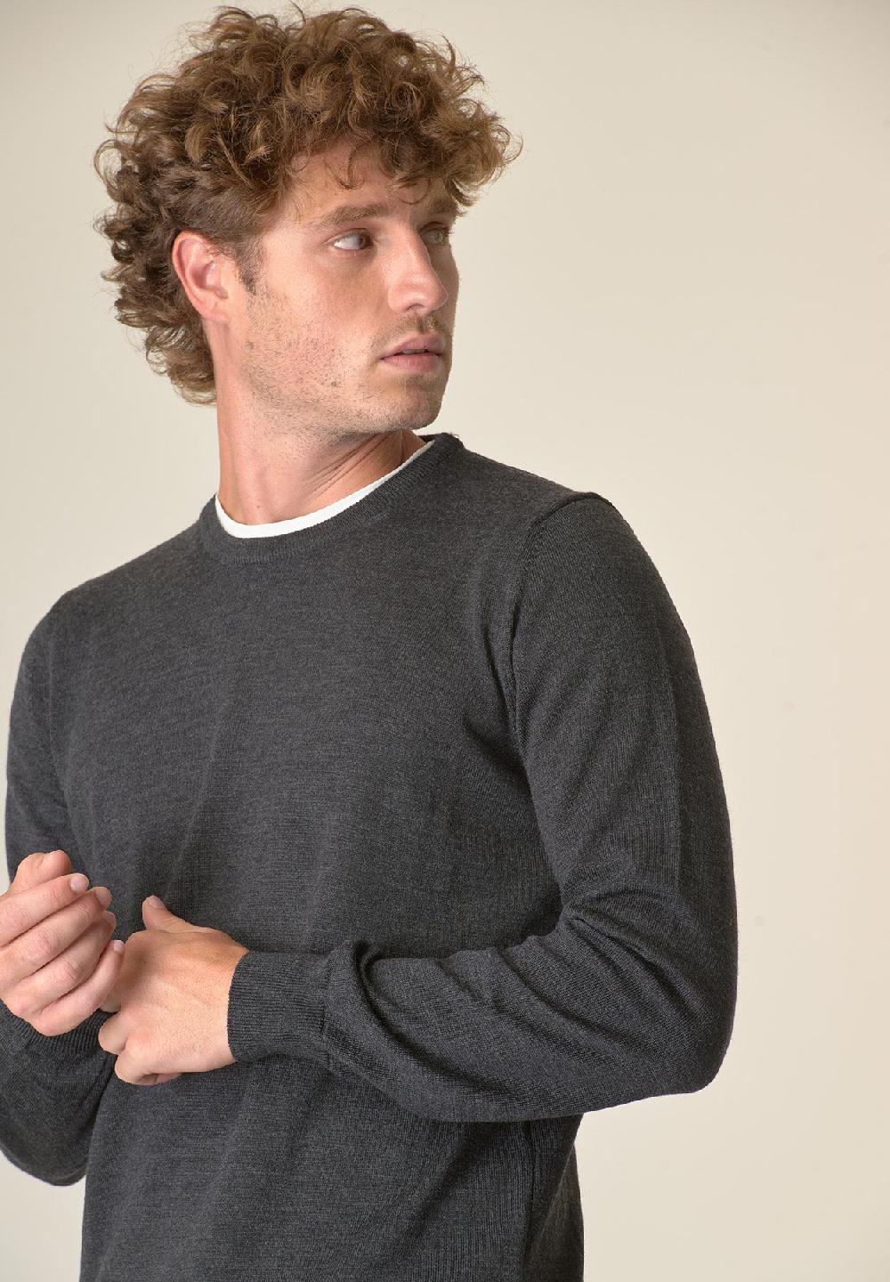 Angelico Girocollo Antracite Lana Merinos Extrafine