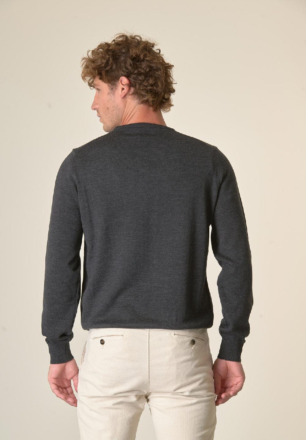 Angelico Girocollo Antracite Lana Merinos Extrafine