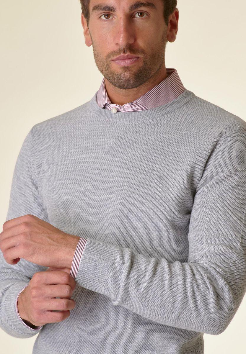 Angelico Girocollo Grigio Chiaro Grana Di Riso Misto Lana