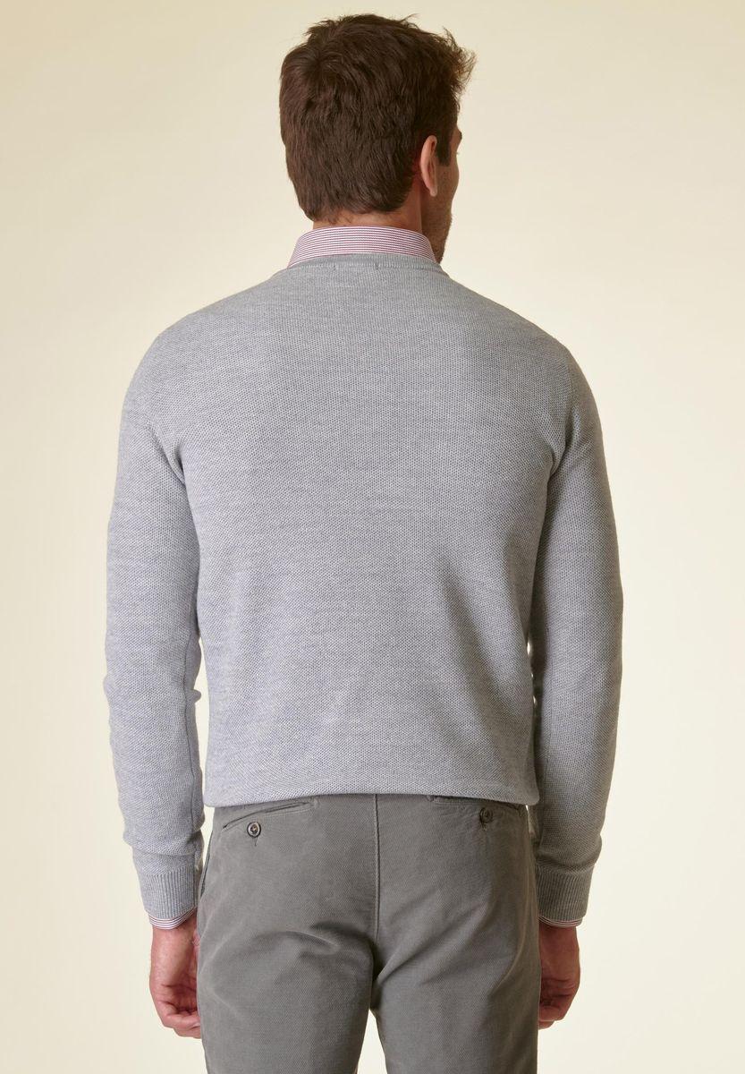 Angelico Girocollo Grigio Chiaro Grana Di Riso Misto Lana