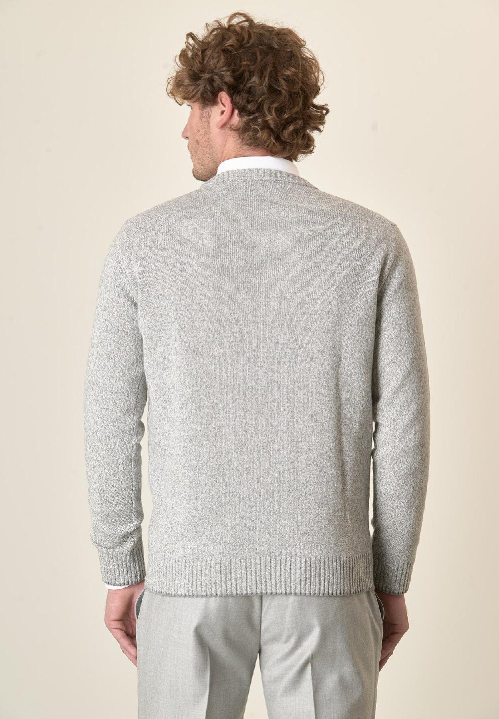 Angelico Girocollo Grigio Chiaro Moulinè Misto Lana