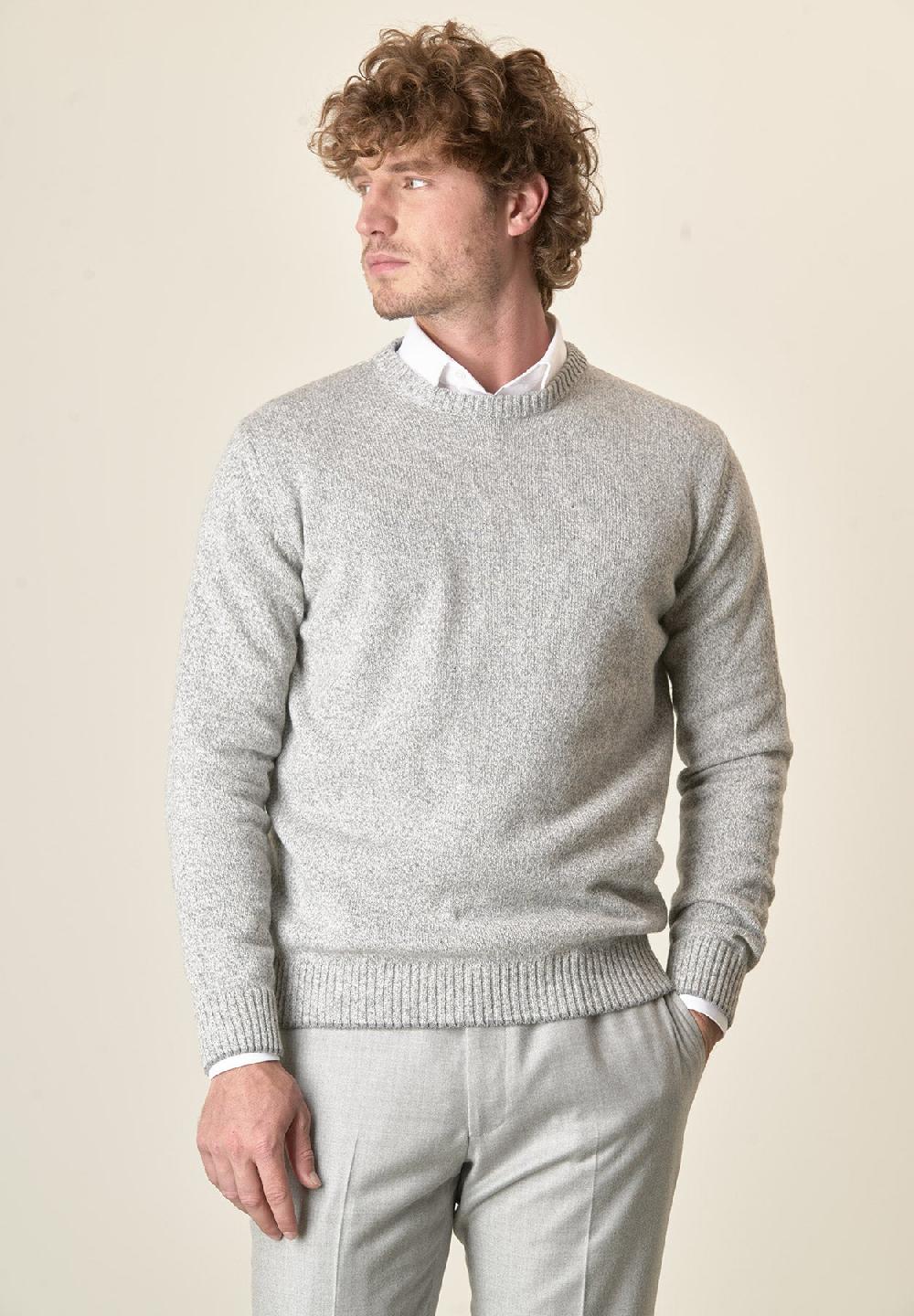 Angelico Girocollo grigio chiaro moulinè misto lana