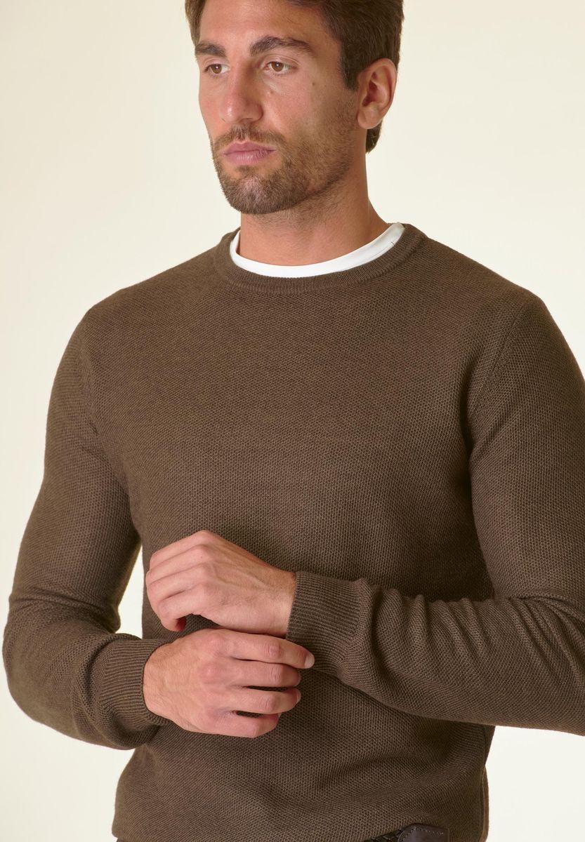 Angelico Girocollo Marrone Grana Di Riso Misto Lana