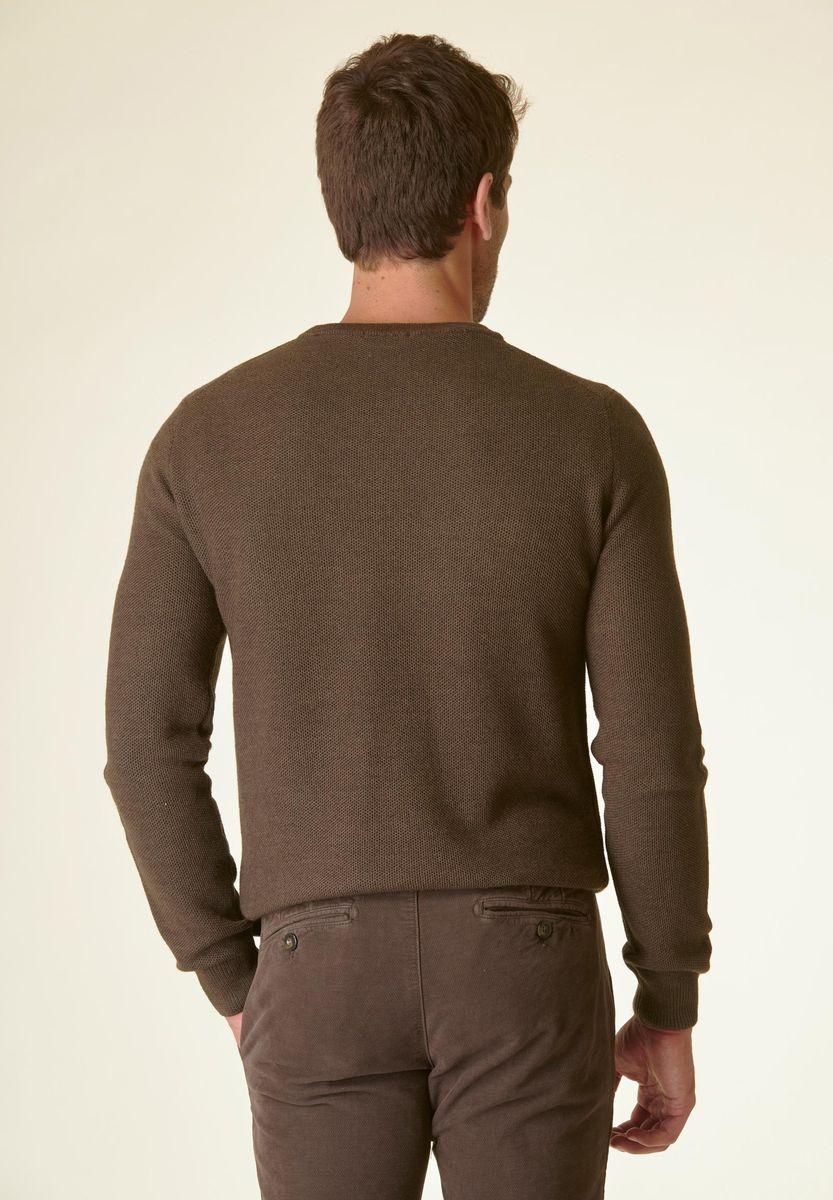 Angelico Girocollo Marrone Grana Di Riso Misto Lana
